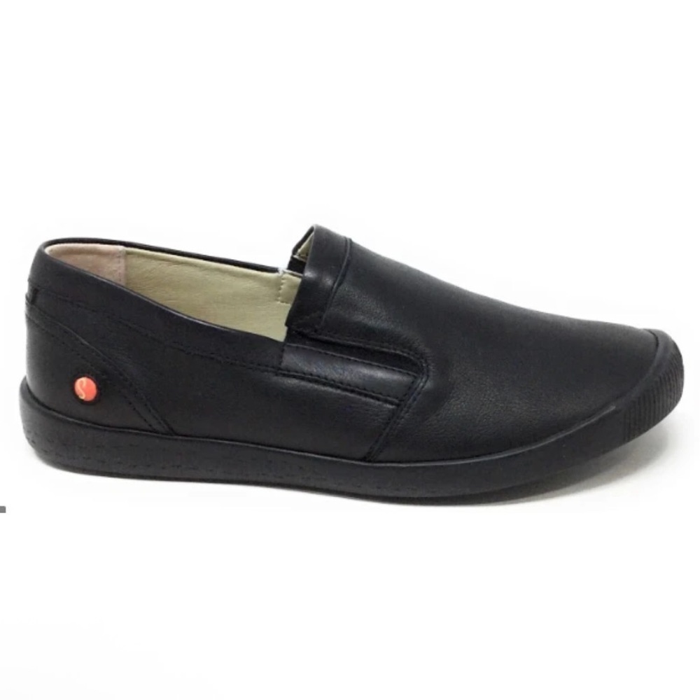Softinos by FLY London Leather Slip-on Shoes Black Sz 5.5